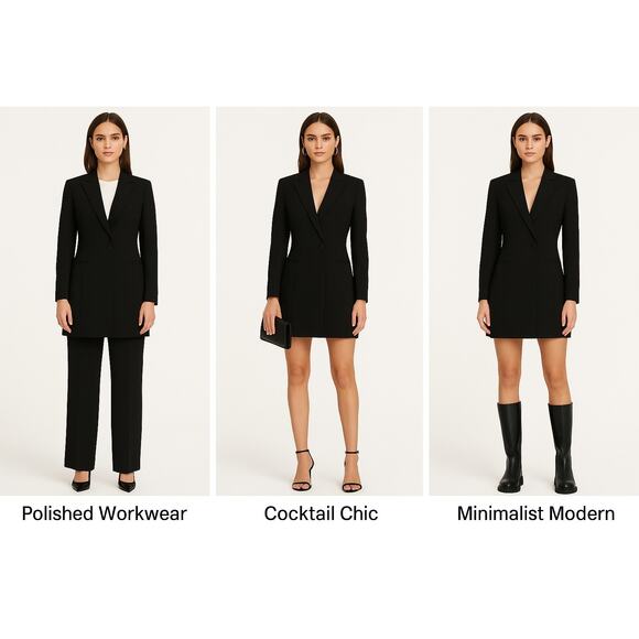 Jay Godfrey Womens 2 Minimalist Black Longline Blazer Career Dress NWT $345 - Picture 10 of 11